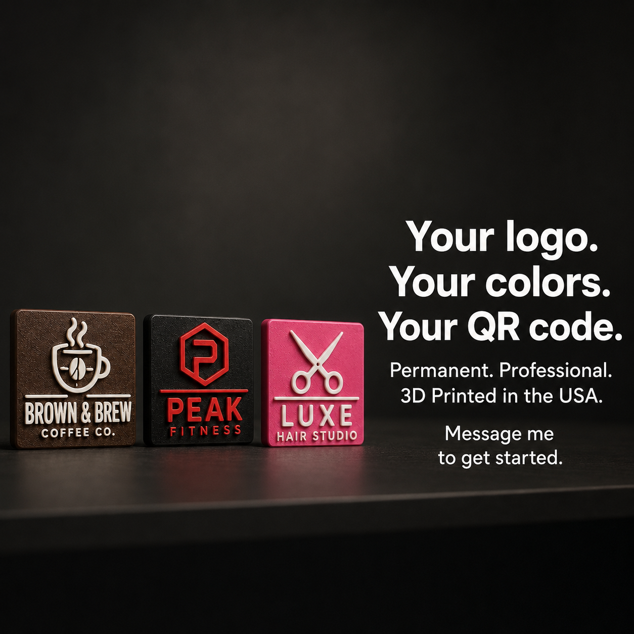ScanTile Custom QR Code Tile, Premium 3D Printed Business Card Alternative, 2x2 Logo Leave Behind for Small Business