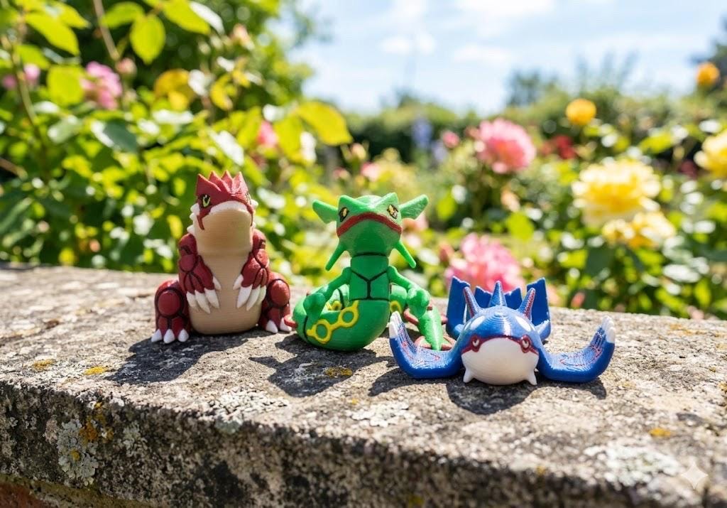 3-Pack Mini Legendary Weather Trio Collectibles - Rayquaza, Groudon, Kyogre -  3D Printed Miniatures