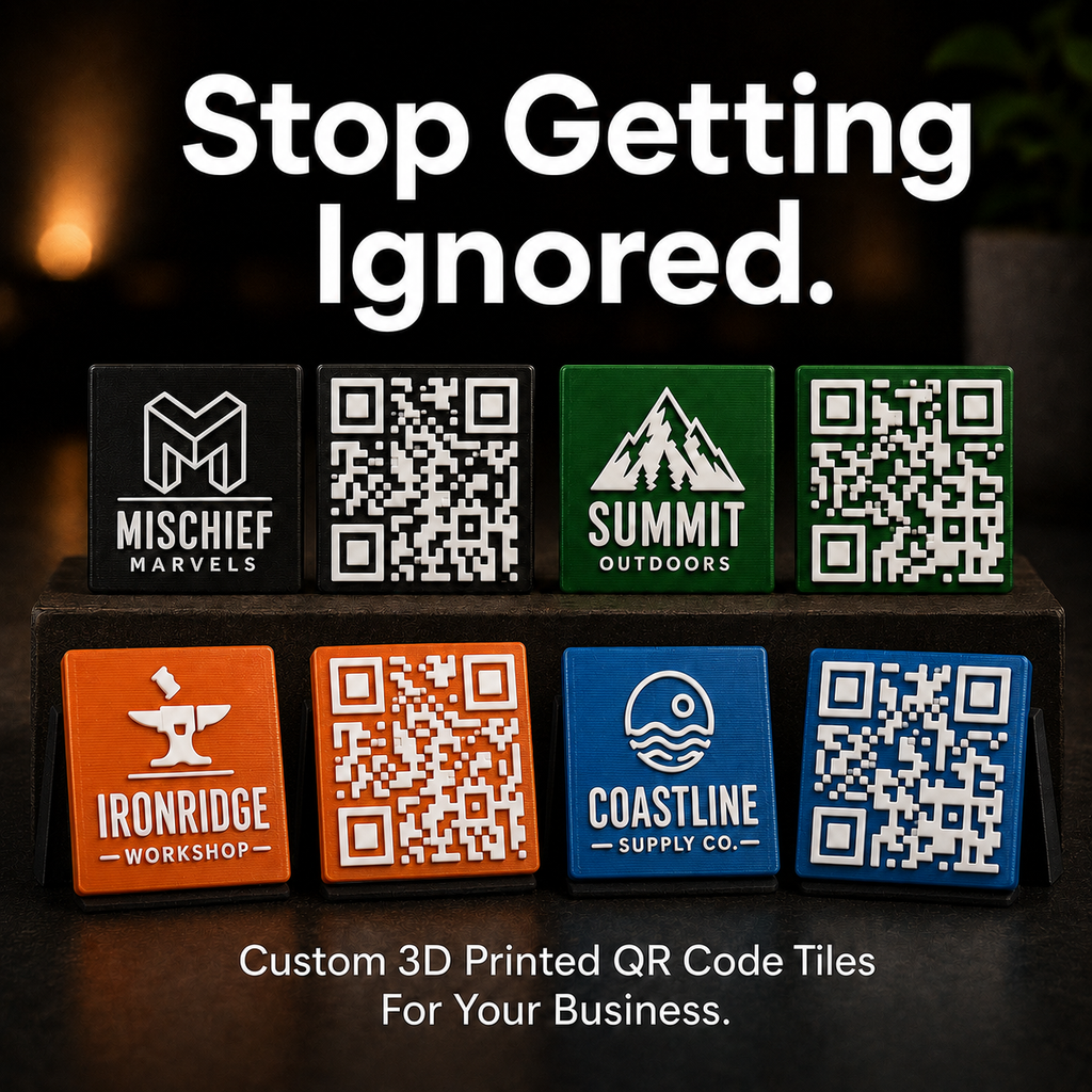 ScanTile Custom QR Code Tile, Premium 3D Printed Business Card Alternative, 2x2 Logo Leave Behind for Small Business
