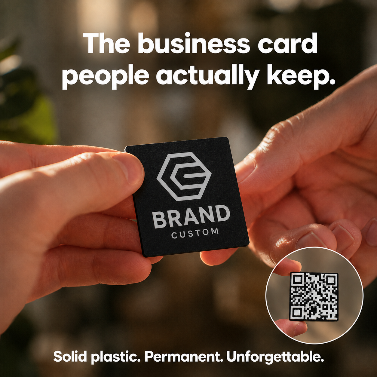 ScanTile Custom QR Code Tile, Premium 3D Printed Business Card Alternative, 2x2 Logo Leave Behind for Small Business