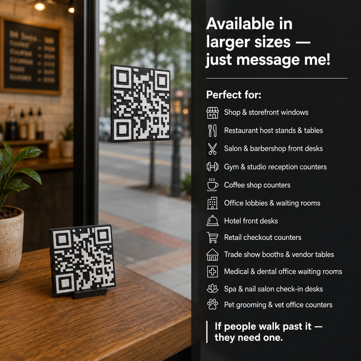 ScanTile Custom QR Code Tile, Premium 3D Printed Business Card Alternative, 2x2 Logo Leave Behind for Small Business