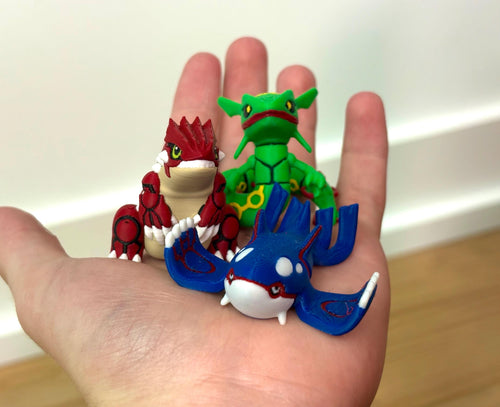 3-Pack Mini Legendary Weather Trio Collectibles - Rayquaza, Groudon, Kyogre -  3D Printed Miniatures