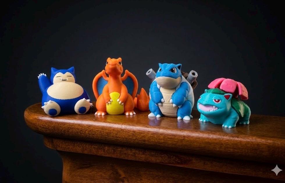 Charizard Blastoise Snorlax Venusaur Set – Pokemon 3D Printed Figures, Starter Final Evolutions, Anime Figures, Desk Decor, Gamer Gift