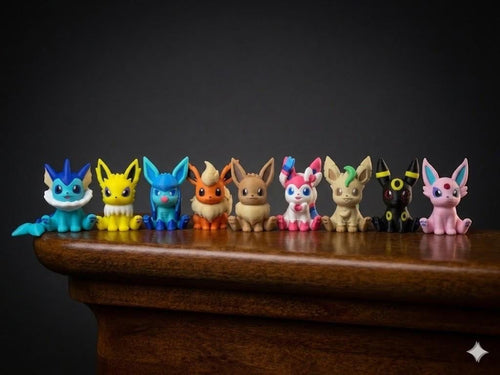 3D Printed Eeveelution Figure Bundle - Full Set of 9: Eevee, Sylveon, Flareon, Jolteon, Leafeon, Vaporeon, Glaceon, Espeon, Umbreon