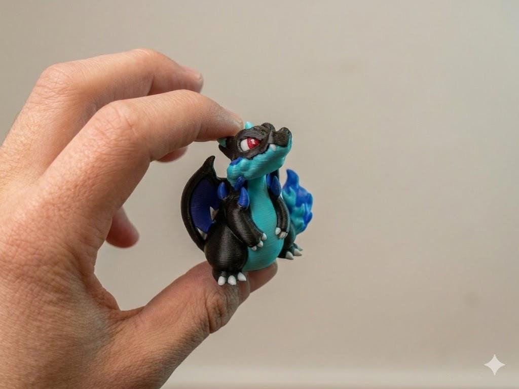 Pocket Monster Evolution Set - 3D Printed Fire Lizard Figures - Mini Anime Collectible Statues - 4 Set