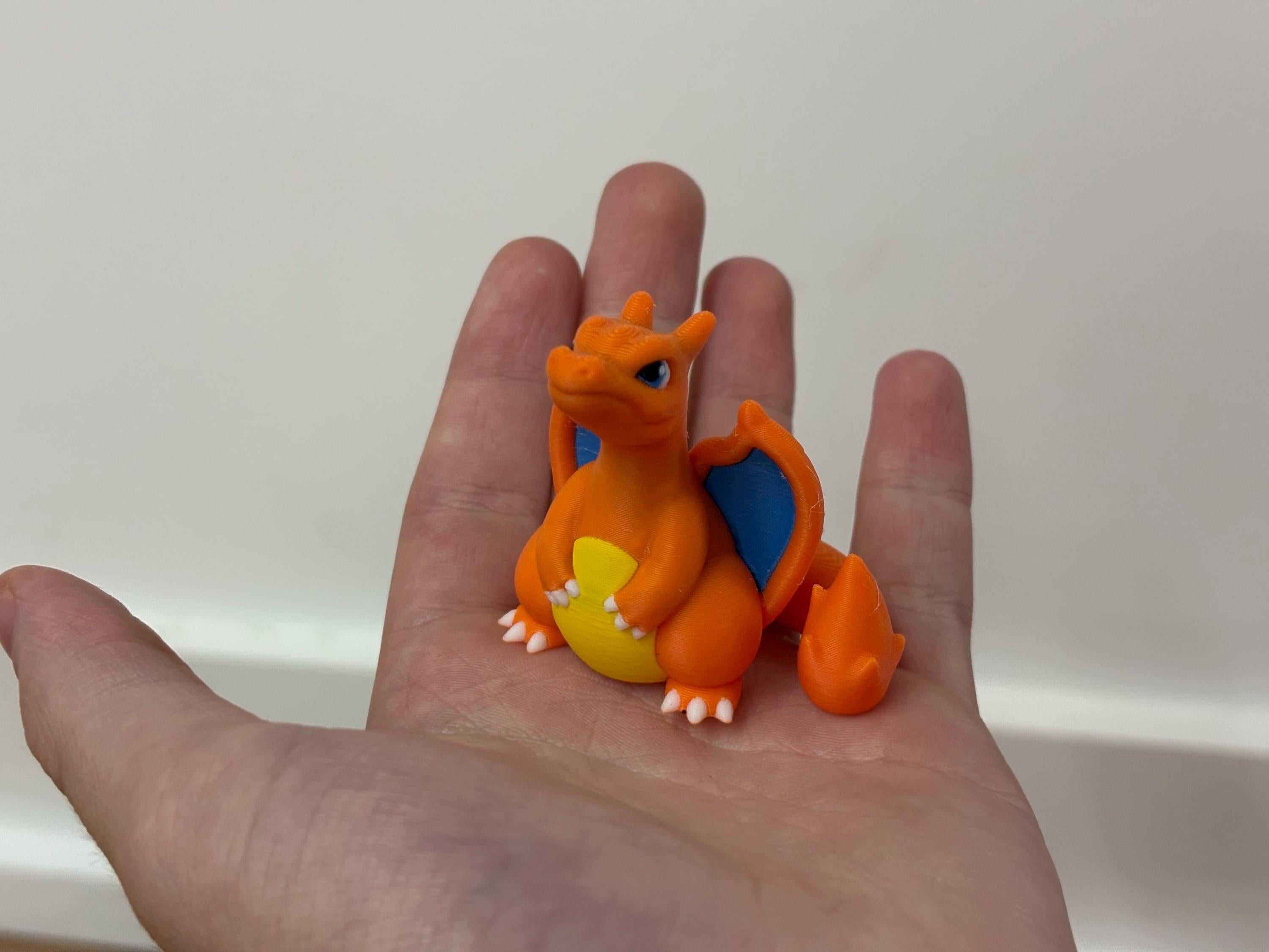 Pocket Monster Evolution Set - 3D Printed Fire Lizard Figures - Mini Anime Collectible Statues - 4 Set