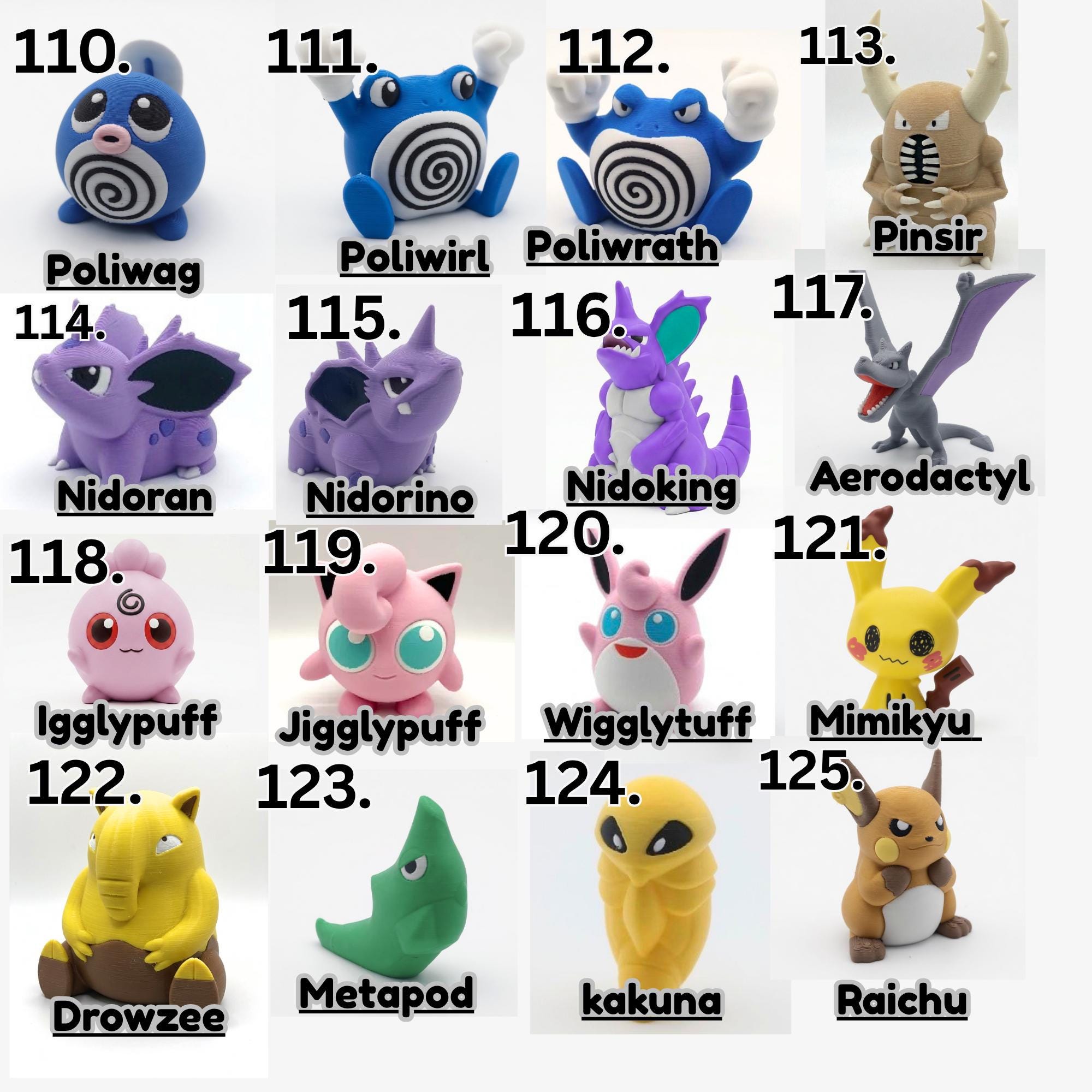 Paintable Poke Figures | Choose Your favorites | DIY Paintable 3D Printed Poke | Mini Poke Model Kit | Poke Gift | Unpainted