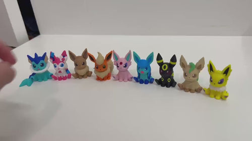 3D Printed Eeveelution Figure Bundle - Full Set of 9: Eevee, Sylveon, Flareon, Jolteon, Leafeon, Vaporeon, Glaceon, Espeon, Umbreon